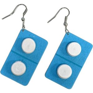 Fako Bijoux® - Oorbellen - Pillen in Drukstrip - Blauw/Wit