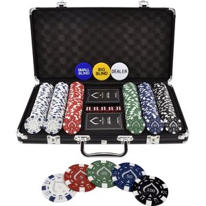 Texas' Finest Matt Black Pokerset - Inclusief E-Book - 300 Pokerchips - Casino Speelkaarten - Poker