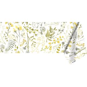 Raved Katoen Tafelzeil Wilde Bloemen  140 cm x  140 cm - Geel - Waterafstotend - Uitwasbaar
