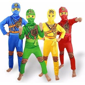Ninjago verkleedpak - Ninja Pak Carnavalskleding Kind - Geel - Maat 128/134 - M