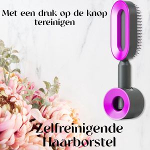 Zelfreinigende - Haarborstel - Met Houder - Paars/Grijs