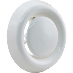 Afzuigventiel rond - wit - kunststof - met klemmen - diameter 125 mm