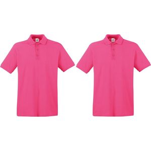 2-Pack maat L roze polo shirt premium van katoen voor heren - Polo t-shirts voor heren