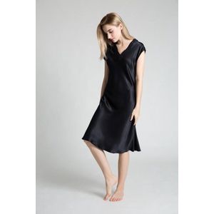 Dames zijden nacht jurk/ zijden pyjama,Black, L