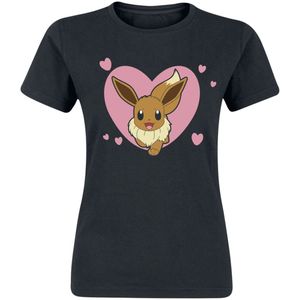 Pokémon Evoli - Herz Dames T-shirt - zwart - XXL