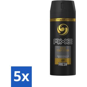5 x Axe - Deodorant Bodyspray - 48hrs Fresh - Gold Temptation - 150 ml - Frisse Geur - Spray Deodorant