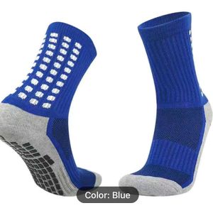 2 paar Gripsokken - blauw - Anti slip sokken – halfhoog – sportsokken – voetbalsokken - sporters - maat 39-42 (1+1)