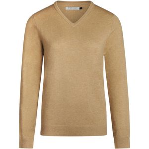 Steppin' Out Dames Pullover V-hals Merinowol Camel - Maat S - Heren - Pullovers