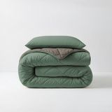 Sleeptime - Diamond - Dekbed zonder Overtrek - Groen/Kaki - Eenpersoons - 140 x 200 - Wasbaar - Inclusief Kussensloop