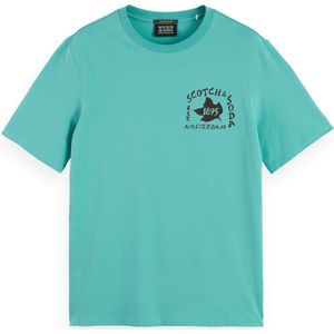 Scotch & Soda - Regular Fit - T-shirt - Met Korte Mouwen - Grafische Print Voor- en Achterkant