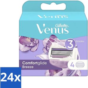 Gillette - Venus Comfortglide Breeze - Hydraterend en soepel - 4 Navulscheermesjes - Voordeelverpakking - 24 stuks