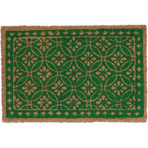 Relaxdays deurmat kokos - bloemenpatroon - 60 x 40 cm - antislip - binnen en buiten - weerbestendig