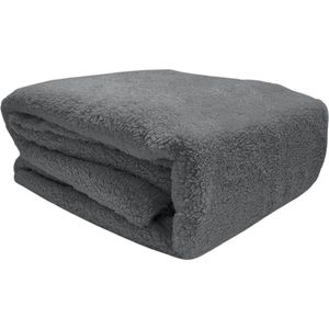 Sleeps Zachte Teddy Fleece Hoeslaken Antraciet - 160 x 200 cm - Heerlijk Zacht