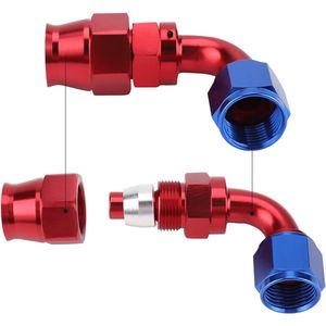 Braided Oil Fuel Hose - 45 90180 Degree Push - CPE Tube Fuel Hose Coupling Kit - Oil Gas Stainless Steel Fill Feeder Hose - AN6 Hose Coupling Adapter Kit (90°)