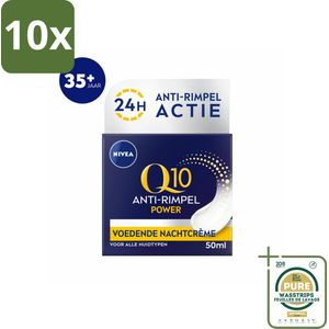 10 x NIVEA - Nachtcrème - Q10 POWER Anti-Rimpel - Voor alle huidtypen - Met Q10 & Creatine - 50 ml - Grootverpakking - Anti-rimpel Crème - Nachtcrème - Rimpelverlichting - Huidverzorging - Q10 Crème