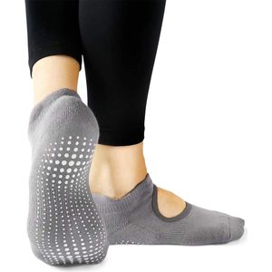 IBBO Shop - Premium Anti Slip Yoga Sokken - katoen sokken - Pilates - Piloxing - Ballet - dans sokken - maat 35 tot 40 - 1 paar - Grijs
