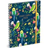 Lannoo Graphics - Family Diary 2024 - Familie Agenda 2024 - Wire-O - PAPER SALADE - Birds - 7d/2p - 4Talig - 180 x 240 mm