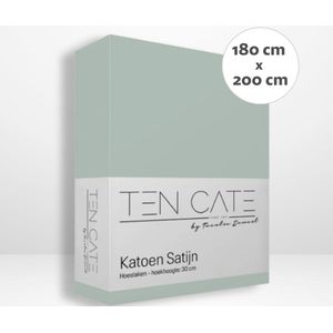 Ten Cate - Hoeslaken - Katoensatijn - 180 x 200 cm - Hoekhoogte 35 cm - Strijkvrij - Mint