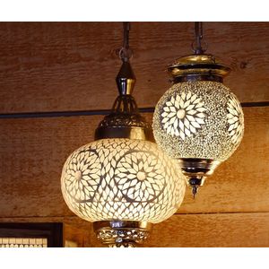 Handgemaakte Mozaïek hanglamp Turkse plafondlamp glazen bol 25cm Oosterse lampenkap