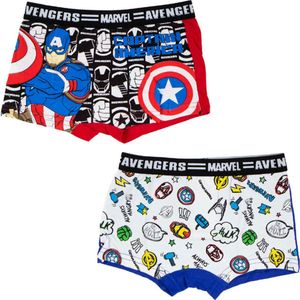 2 Pack Avengers - Boxershorts - Rood-Wit/Blauw - Maat 6/8 jaar