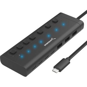 SABRENT USB C Hub 7 Port 20W met schakelaars (HB-3A4C)