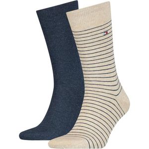 Tommy Hilfiger Small Stripe Sock (2-pack) - heren sokken - beige gestreept - Maat: 39-42