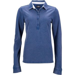 James and Nicholson Dames/dames Polo met lange mouwen (Marine / Wit)
