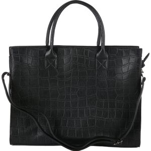 Luxe damestas - Shopper - Crossbodytas - Laptoptas - Zwart - Imitatieleer