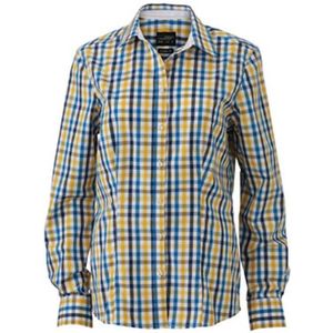 James and Nicholson Dames/dames geruit overhemd (Wit/Blauw/Geel)