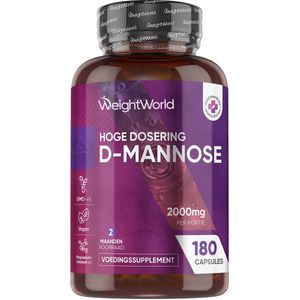 WeightWorld D-mannose capsules - 2000 mg D-mannose per portie - 180 vegan capsules