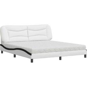 vidaXL - Bed - met - matras - kunstleer - wit - en - zwart - 180x200 - cm