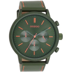 OOZOO Timepieces - Donker groene OOZOO horloge met donker groene leren band - C11206