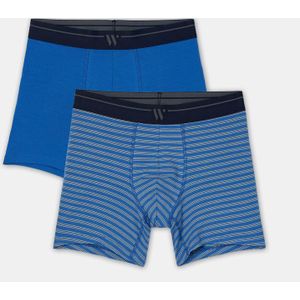 Woody Heren Boxer Duopack Blauw en Gestreept XXL