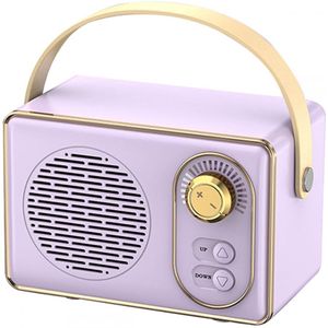 JeiibrZui Retro Bluetooth-Luidspreker - Draagbare Draadloze Stereoluidspreker - Verrassend Luid Met Duidelijke Bas - 1 Stuk - Voor Thuis/Tuin/Paars