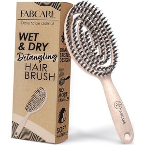 Biologische ronde haarborstel voor alle haartypes - Ontklittende borstel zonder trekken - Professionele haarborstel voor glanzend en volumineus haar