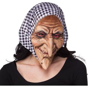 Boland - Latex gezichtsmasker Heks met kap - Volwassenen - Heks - Halloween en Horror