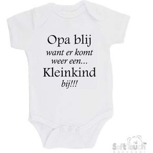 100% katoenen Romper ""Opa blij want er komt weer een kleinkind bij!!!"" Unisex Katoen Wit/zwart Maat 56/62