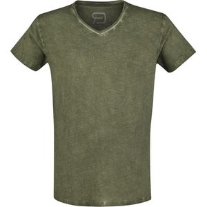R.E.D. Rock-Engineered Design Olijfgroen basic T-shirt - Heren - S