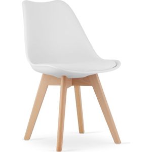MARK Stoel Wit x 4 - Scandinavisch Design met Beukenhouten Poten