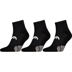 HEAD Padel Sokken Quarter - 3 paar - Tennissokken - Padelsokken - Zwart - Maat 43/46