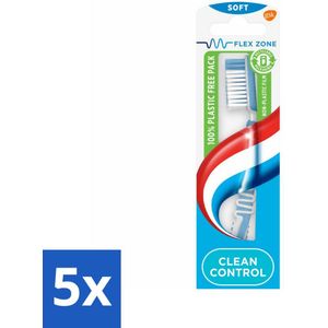 5 x Aquafresh Tandenborstel Clean Control Soft - Antislip - Ergonomische Tandenborstel