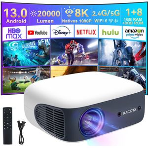 DOPWII Draagbare 1080P Projector met Android 13, 23 W Snelkeystone & Autofocus – 500 ANSI lumen – Netflix/YouTube/ChatGPT ondersteund