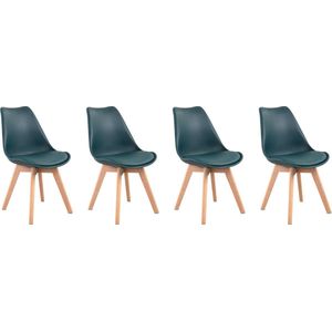 Set van 4 blauwe NORA Scandinavische stoelen met kussen