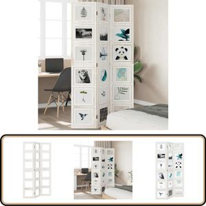 vidaXL Kamerscherm 3 panelen - Wit - Massief Paulowniahout Kamerscherm - Scheidingswand - Vintage - Wit - Paulownia Hout