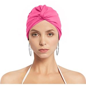Tulband badmuts voor dames - Gehoorbeschermende badmuts - Antislip badmuts - Retro badmuts - Meisjes badmuts - Elastische badmuts - Zomer badmuts lang en kort haar - One size