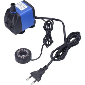 Waterpomp Blauwe Kunststof Ultrastille Fonteinpomp met Dompelpomp - 3-in-1, 7-kleuren LED-licht - Aquarium Vijver Beeldhouwwerk - Hydrocultuur - EU-stekker 220V (1000L/H 15W) fonteinpomp
