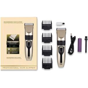 Draadloze, oplaadbare hondentondeuse, professionele hondenverzorgingsset met 4 opzetkammen.