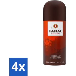 Tabac Original - Deodorant Bodyspray - Verfrissend - 150 ml - Voordeelverpakking - 4 stuks