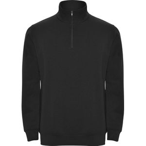 Zwarte sweater met halve rits model Aneto merk Roly maat M