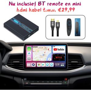 Premium CarPlay en Android Ai Box voor je Auto en TV - 8-128GB - (Nu inclusief mini hdmi en BT Remote!)